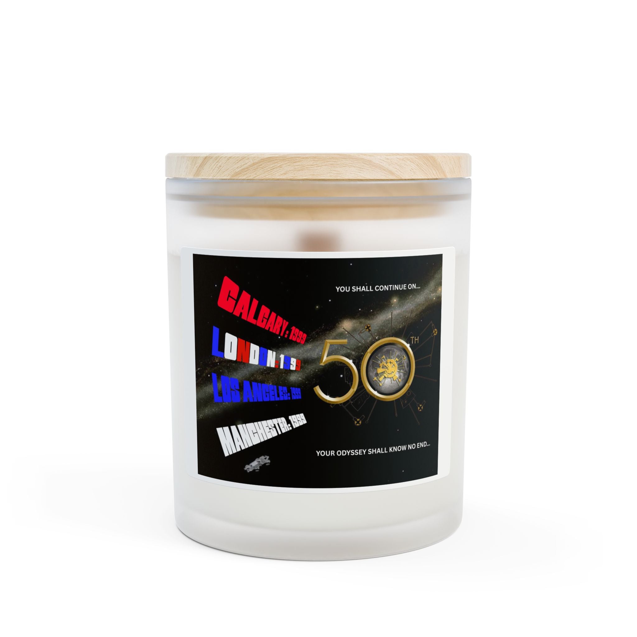 Frosted 11oz Celebration Candle — “50” Gold Anniversary Design - Style 'A'