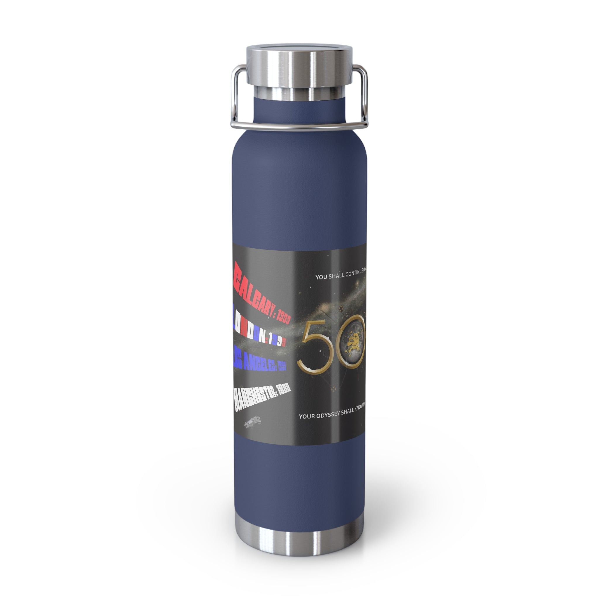 Manchester Graphic Insulated Water Bottle — 22oz Copper Vacuum Flask - Style 'C'