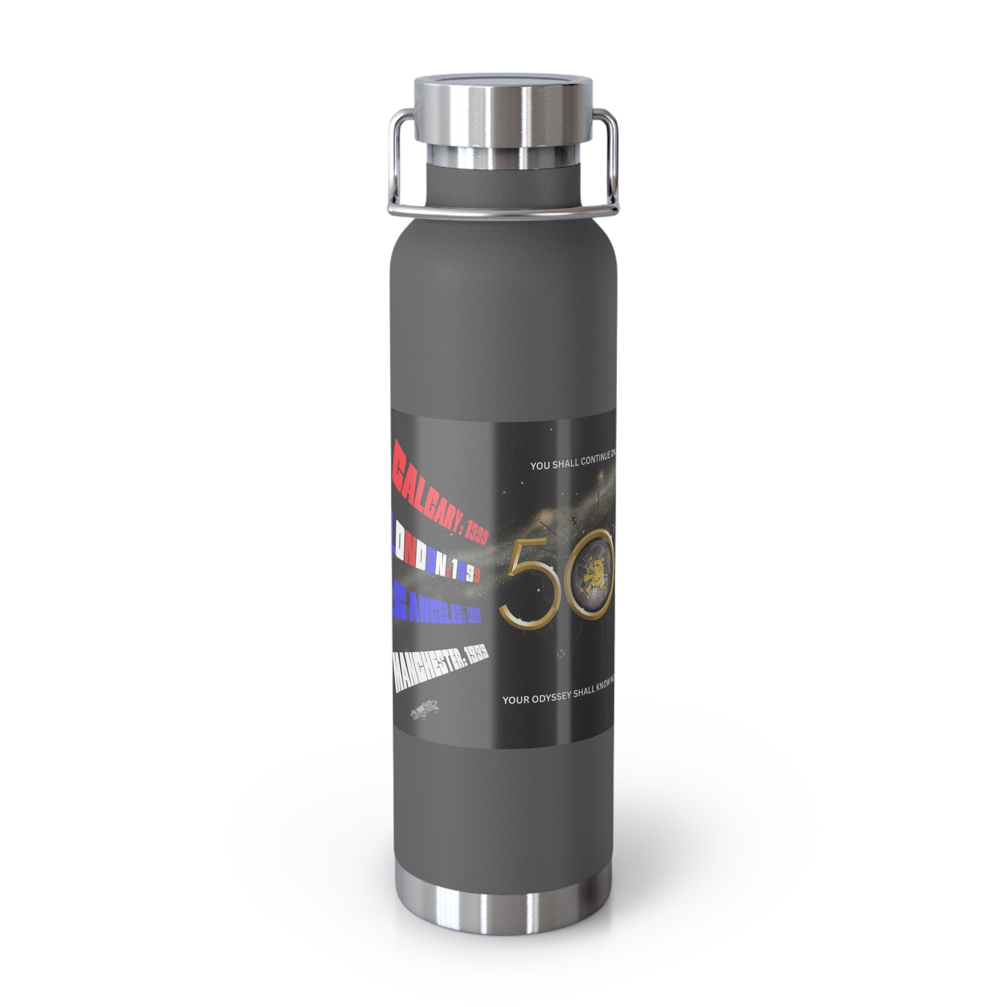 Manchester Graphic Insulated Water Bottle — 22oz Copper Vacuum Flask - Style 'C'