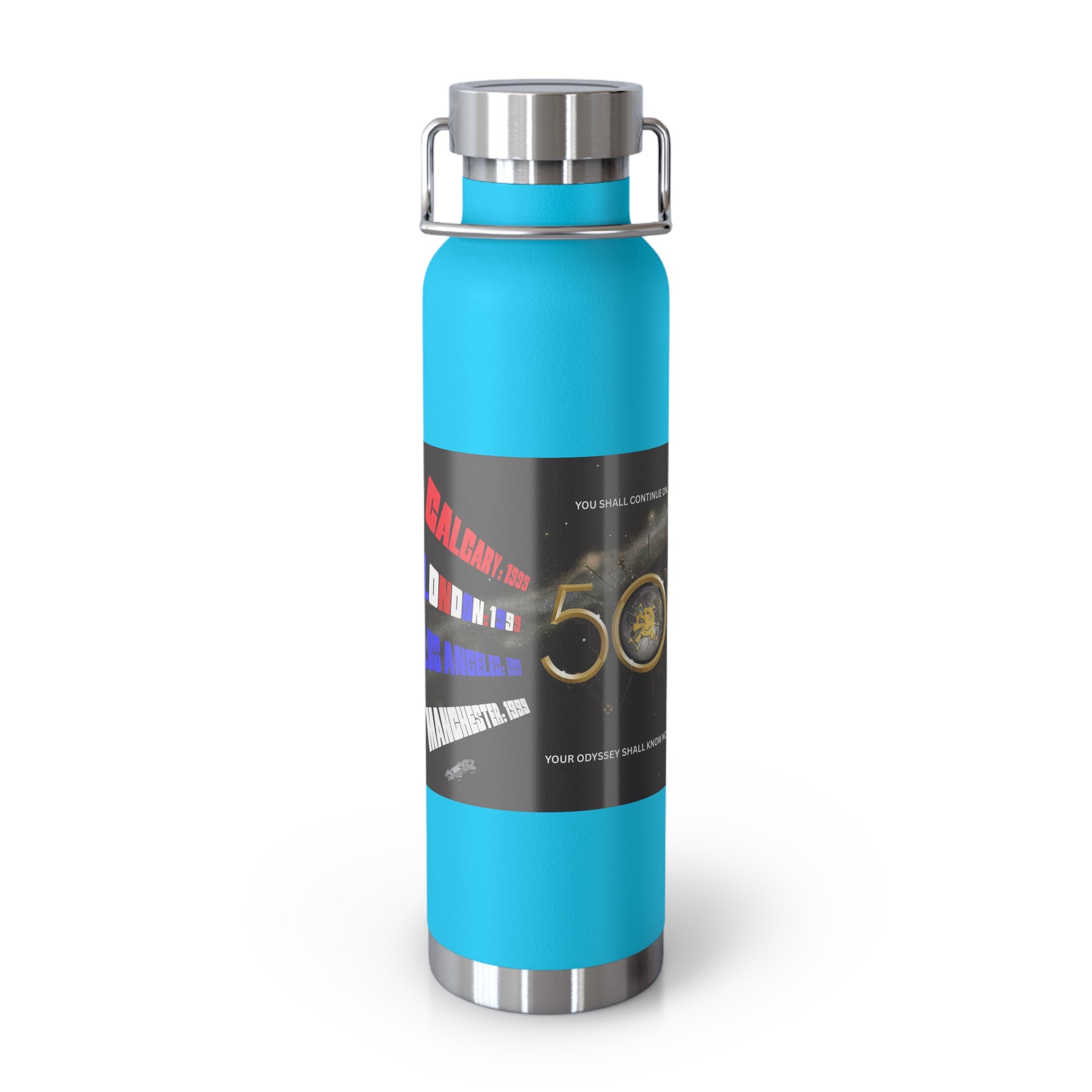 Manchester Graphic Insulated Water Bottle — 22oz Copper Vacuum Flask - Style 'C'