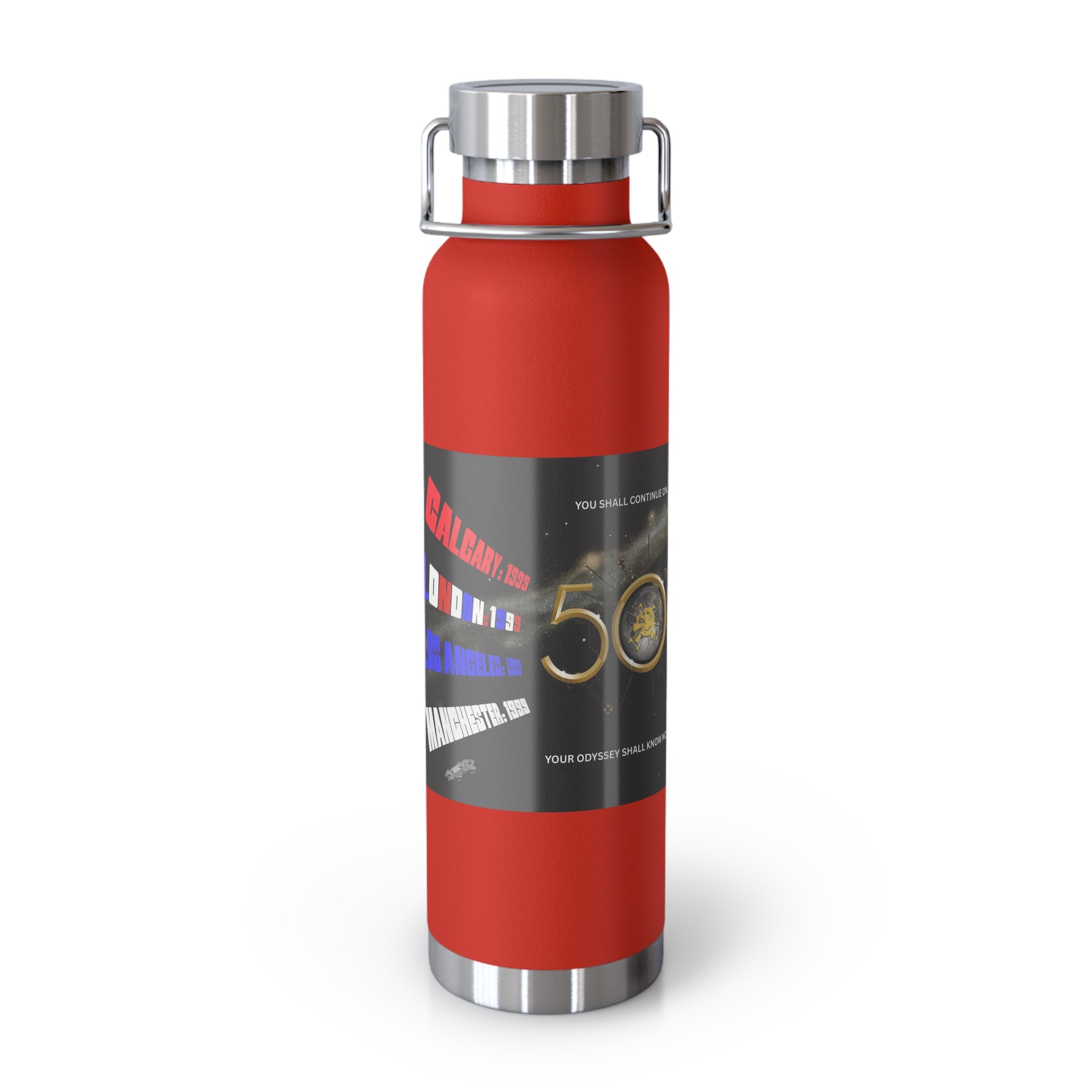 Manchester Graphic Insulated Water Bottle — 22oz Copper Vacuum Flask - Style 'C'
