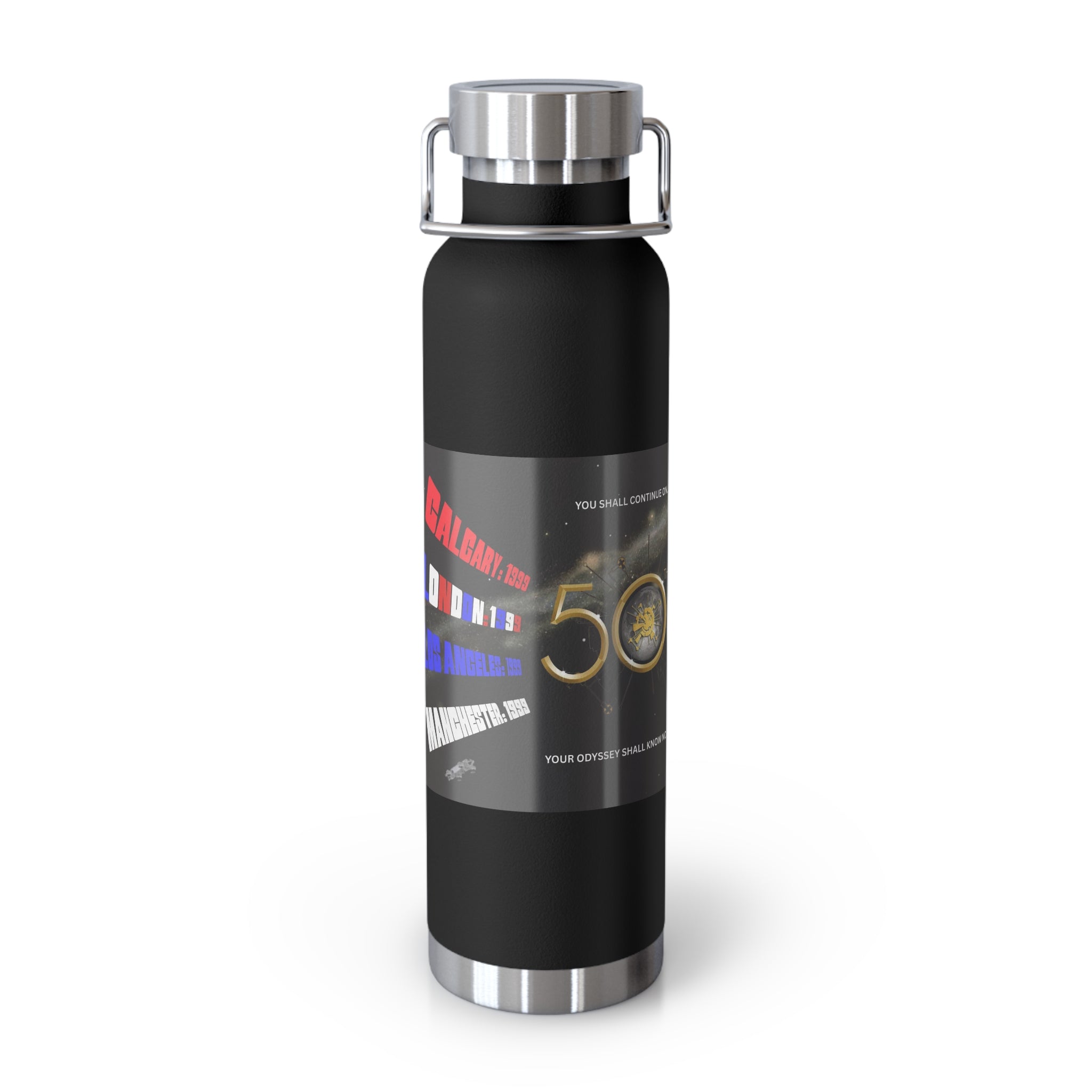 Manchester Graphic Insulated Water Bottle — 22oz Copper Vacuum Flask - Style 'C'