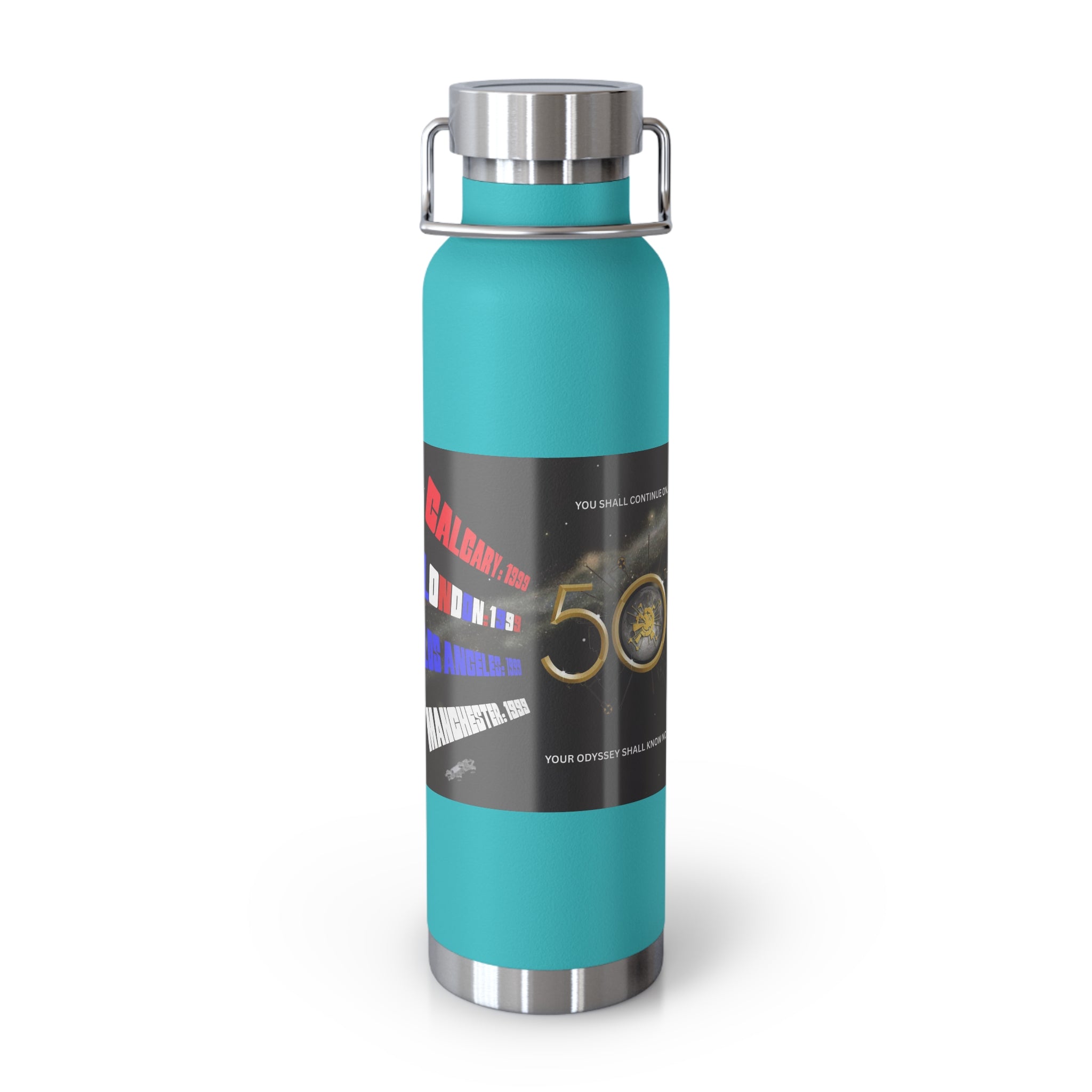 Manchester Graphic Insulated Water Bottle — 22oz Copper Vacuum Flask - Style 'C'
