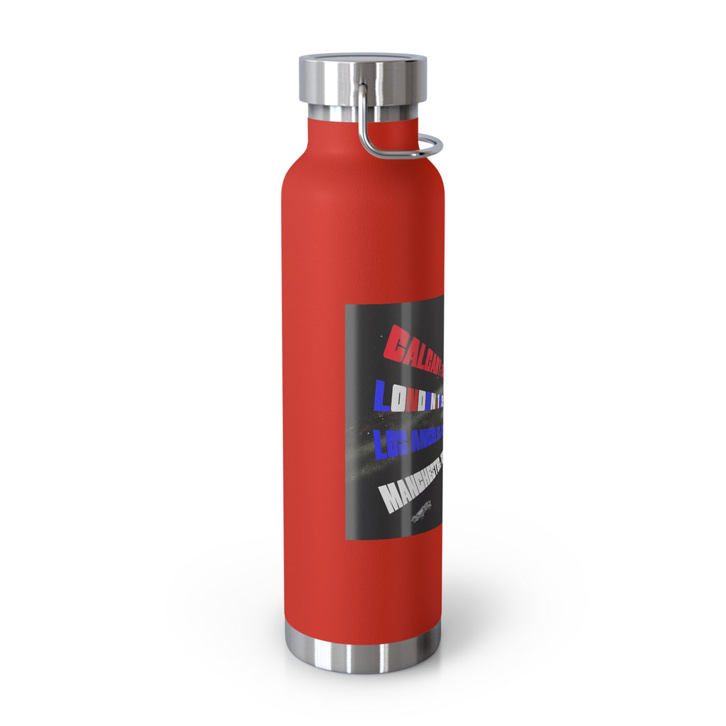 Manchester Graphic Insulated Water Bottle — 22oz Copper Vacuum Flask - Style 'C'