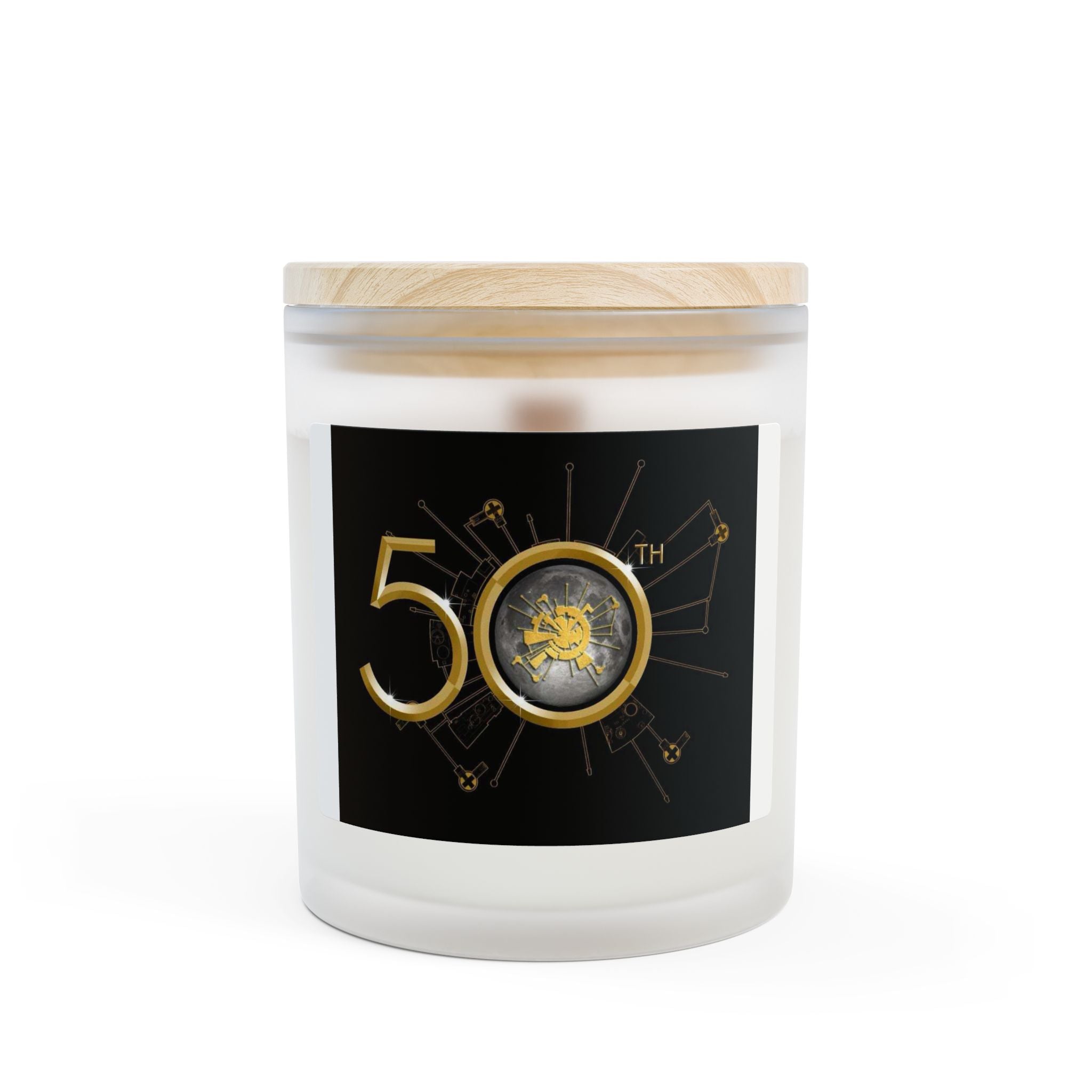 Frosted 11oz Celebration Candle — “50” Gold Anniversary Design - Style 'B'